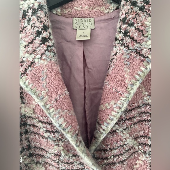 Sigrid Olsen Pink and Black Plaid Boucle Jacket/Coat - Picture 4 of 8